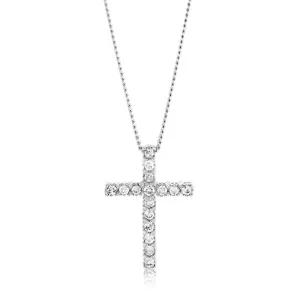 10ct White Gold Diamond Cross Pendant Set with Brilliant Diamonds