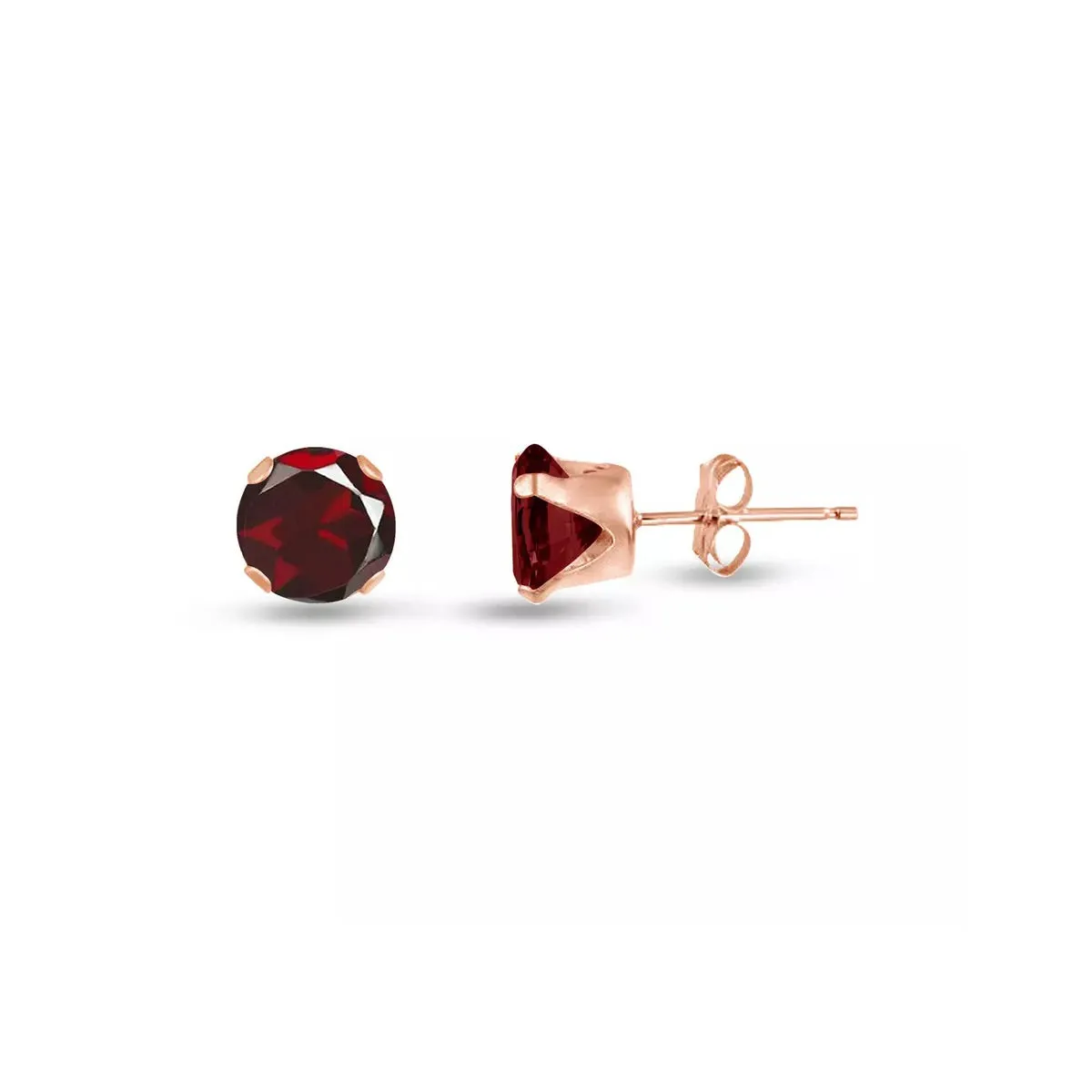 10k Rose Gold Plated 3 Carat Round Created Red Garnet Stud Earrings