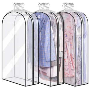 10" Gusseted All Clear Garment Bags, 40" Suit Bags For Closet Storage Hanging Cl