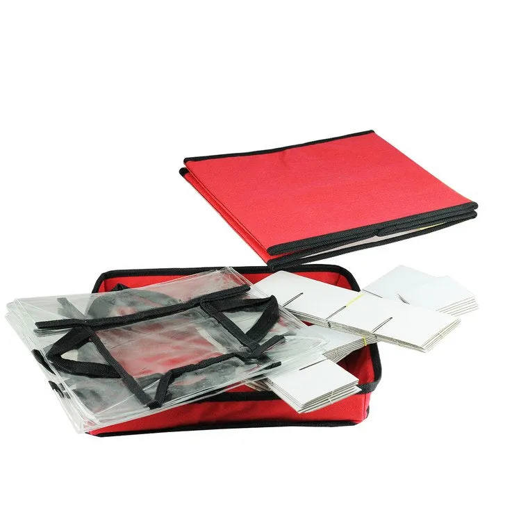 12" Red and Clear Square Christmas Ornament Storage Bag