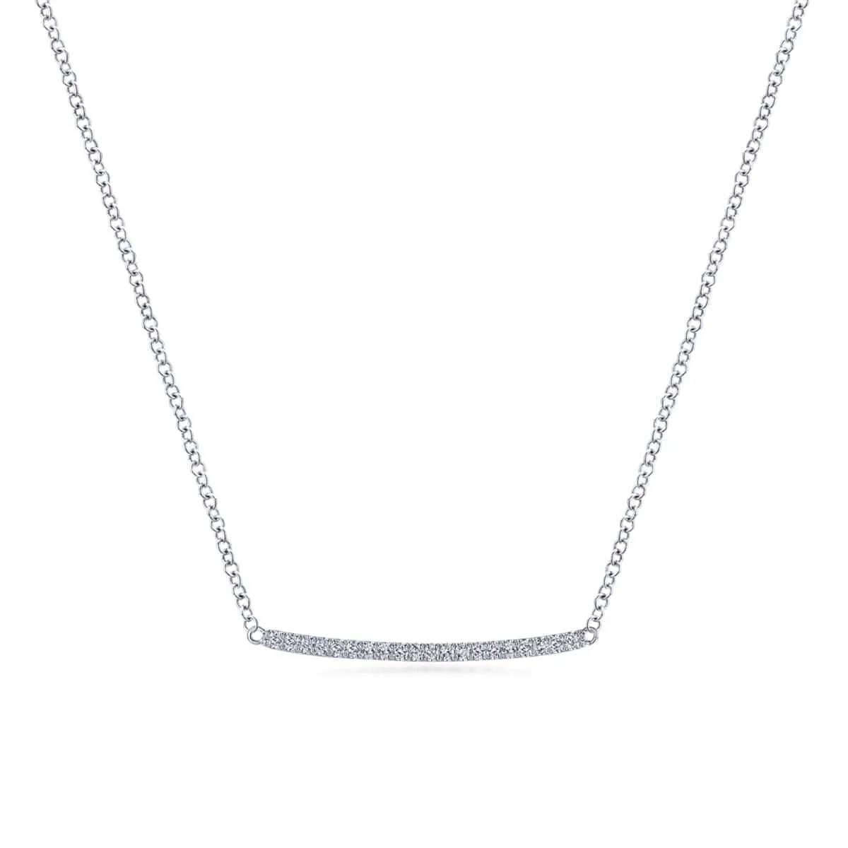 14K White Gold Curved Pavé Diamond Bar Necklace - NK5986W45JJ