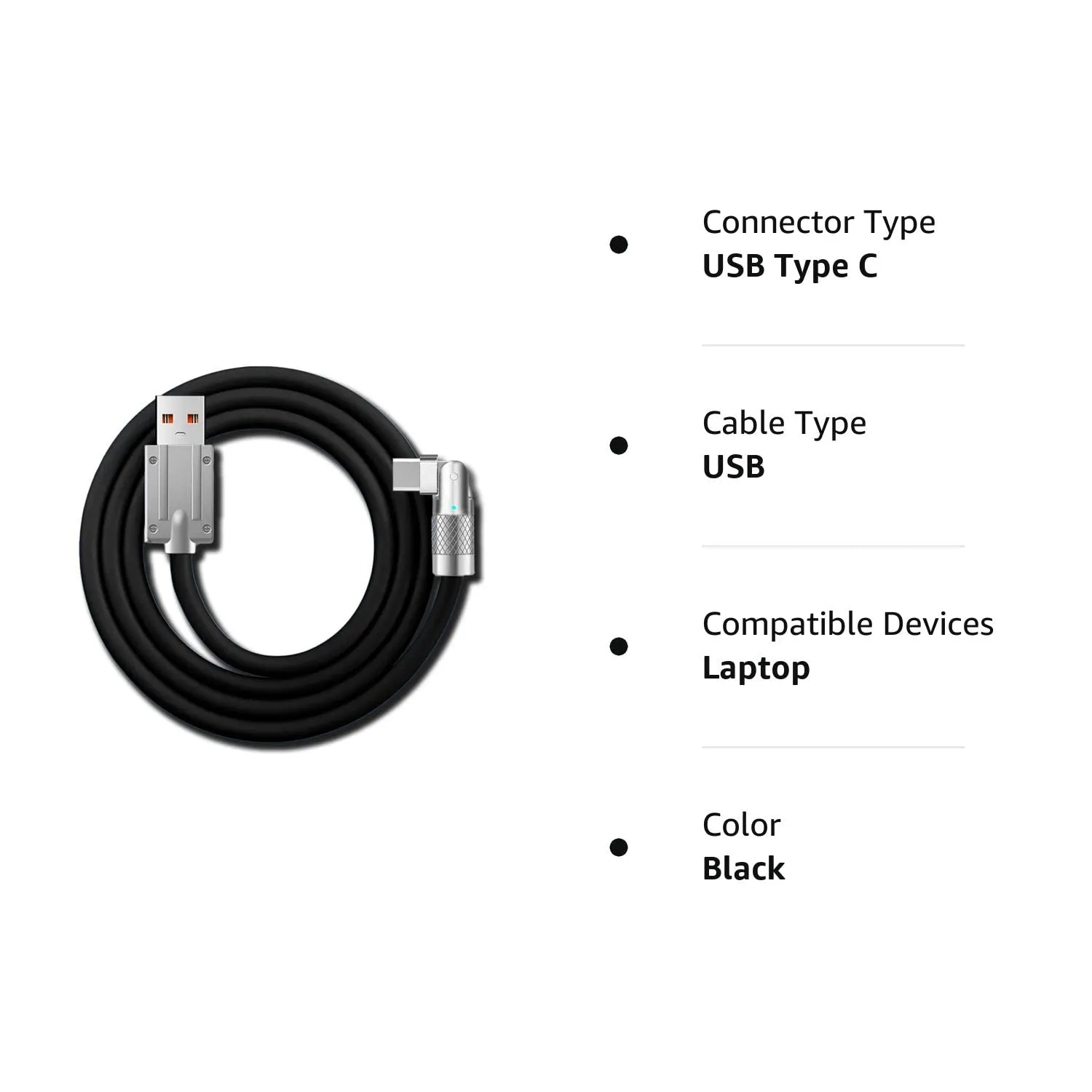 180cm  180¡ã Rotating 120W Fast Charge Cable-Type-C Black