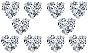 18k White Gold Plated 4mm 3Ct Heart White Sapphire Set Of Five Stud Earrings