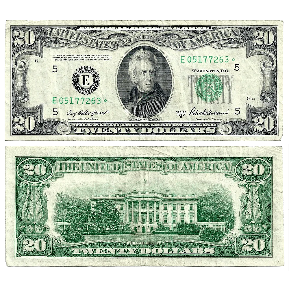 1950-B $20 Federal Reserve Star Note Richmond District Fr. 2061-E* (Scarce) - Nominal VF