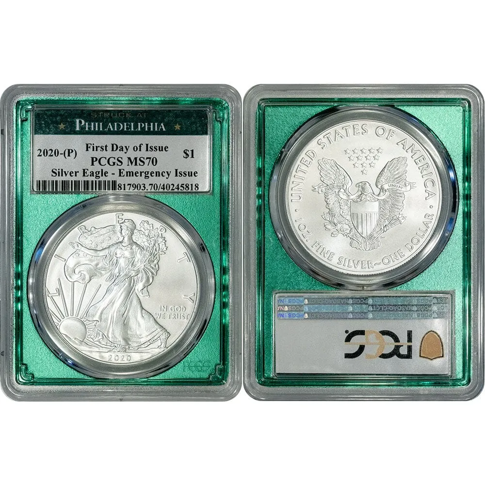 2021(P) American Silver Eagle - Emergency Issue - PCGS MS 70 FDOI - Scarce Green Core