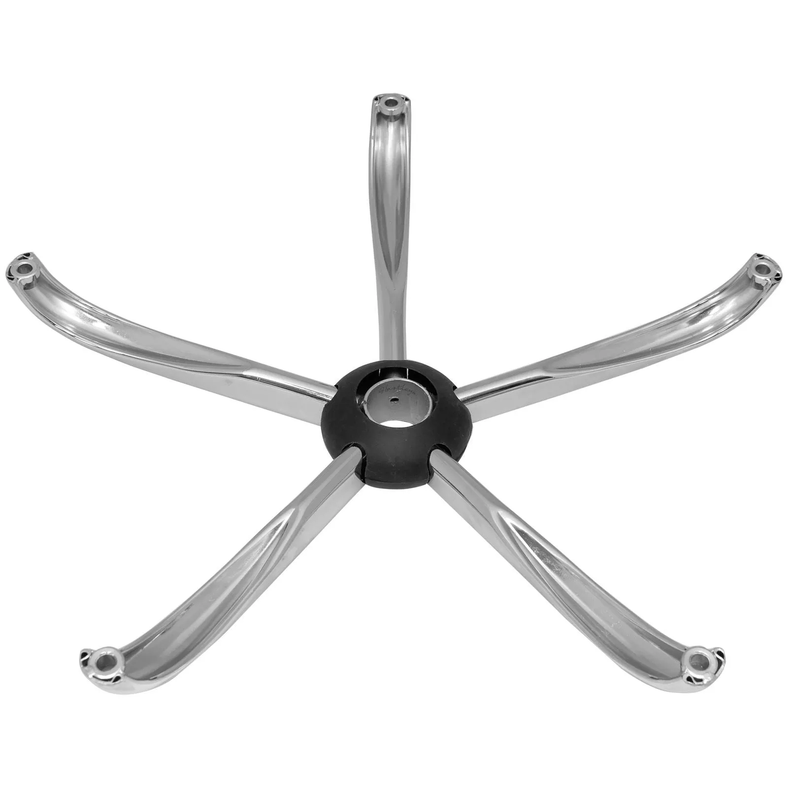 24" Heavy Duty 5 Spoke Silver Steel Metal Base for Office Chair Leg with FREE WHEELS CASTORS