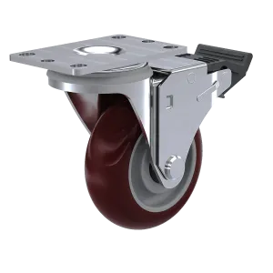 3-1/2" x 1-1/4"  Polyurethane Swivel Caster with Total-Lock Brake