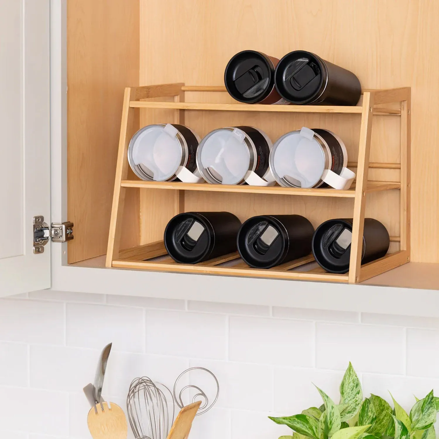 3-Tier Bamboo Water Bottle Organizer