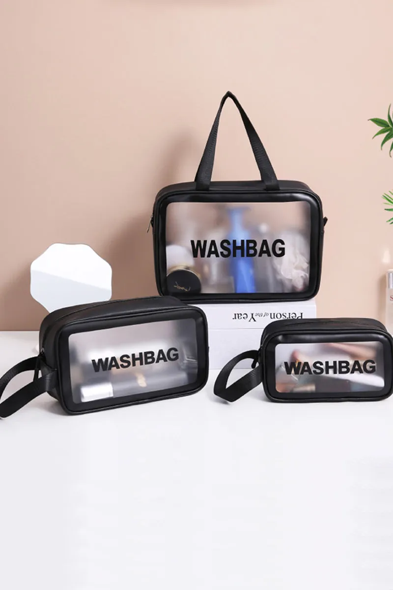 3SET TRAVEL PORTABLE LETTER GRAPHIC MAKEUP WASH BAG