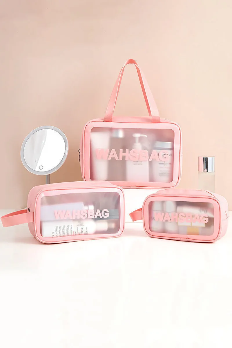 3SET TRAVEL PORTABLE LETTER GRAPHIC MAKEUP WASH BAG