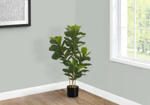 41" Tall Fiddle Tree - Real Touch Indoor Artificial Plant with Black Pot