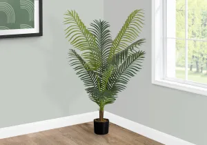 47" Tall Artificial Palm Tree - Real Touch Indoor Decorative Plant with Green Leaves and Black Pot