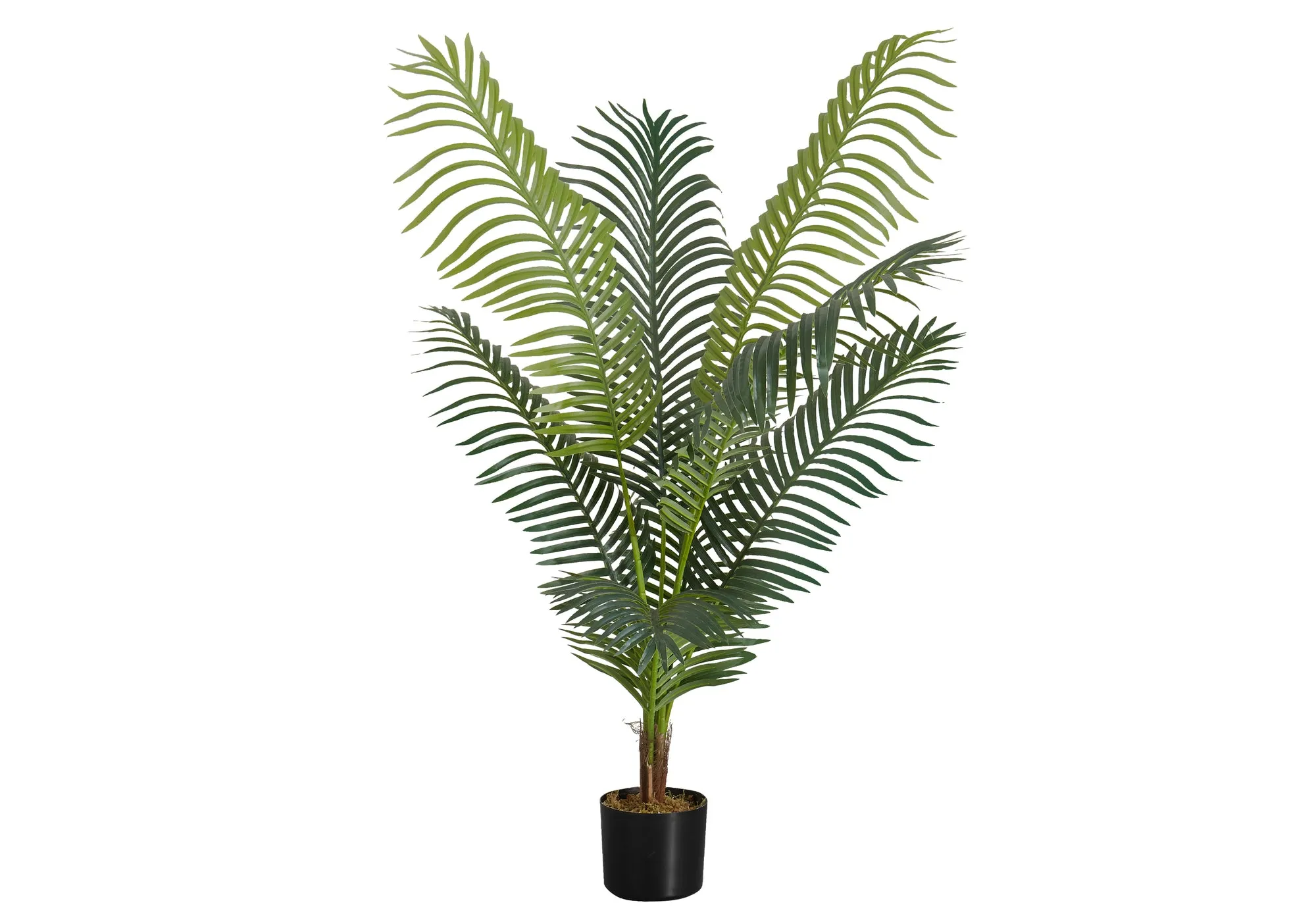 47" Tall Artificial Palm Tree - Real Touch Indoor Decorative Plant with Green Leaves and Black Pot