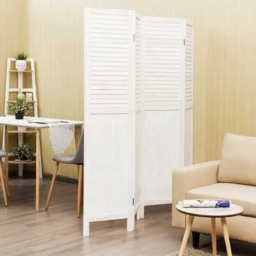 5.6 Ft Tall 4 Panel Folding Privacy Room Divider-Wood