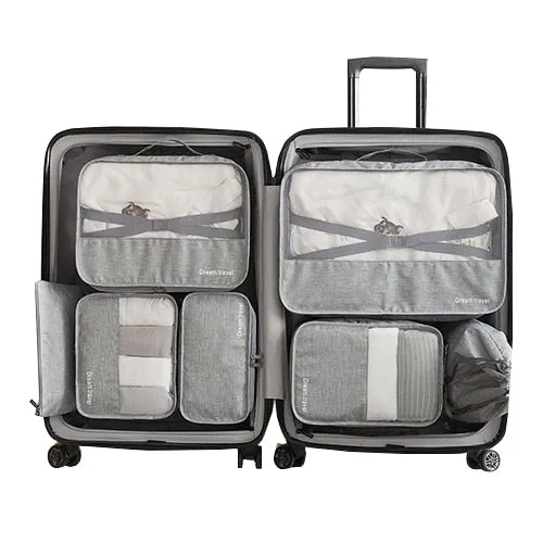 7 Pcs/Set Travel Bags Clothes Shoes Underwear Suitcase and Cosmetics Organizer