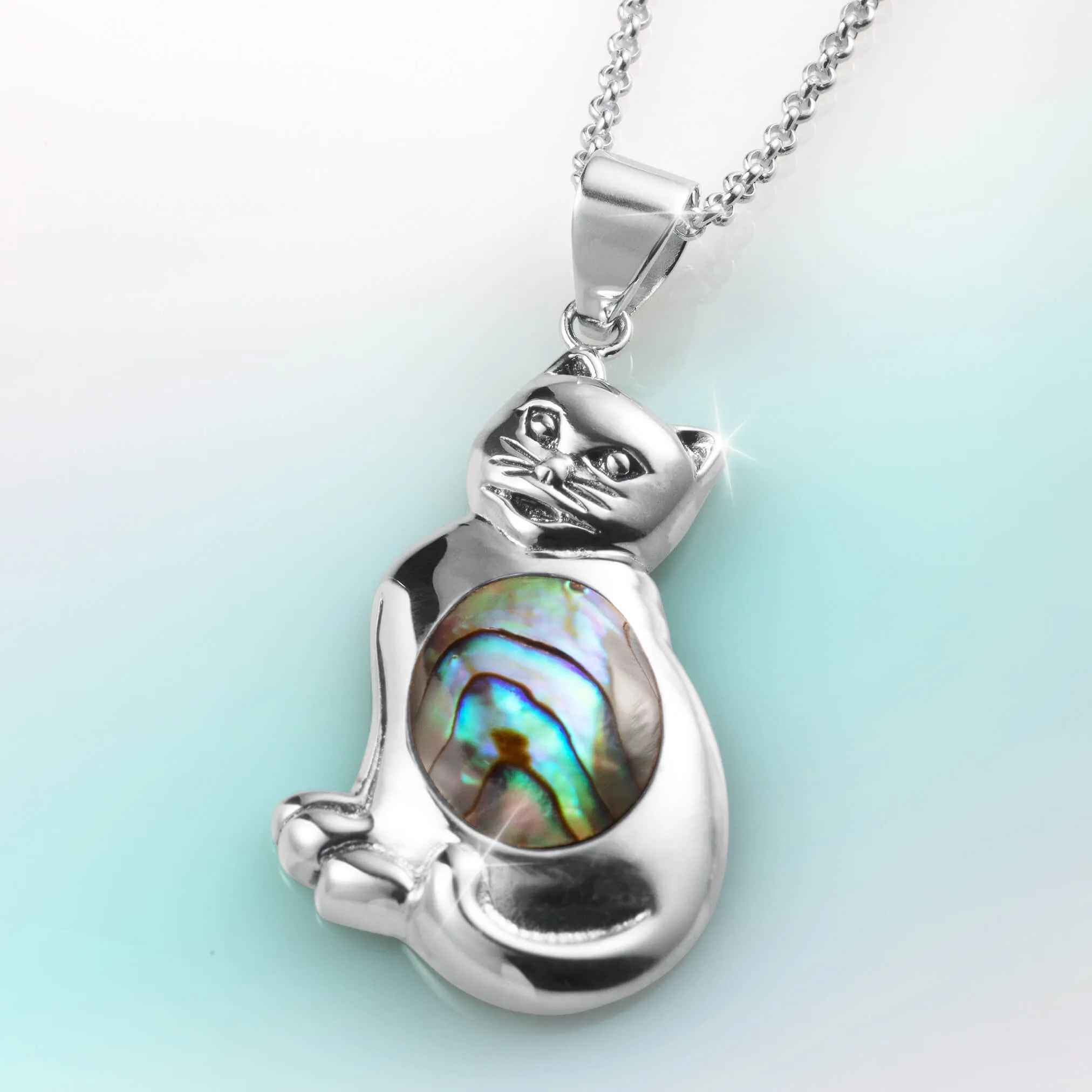 Abalone Cat Pendant