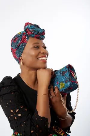 African Print Shoulder Bag Crossbody Bag with Matching Headwrap - Uzoh