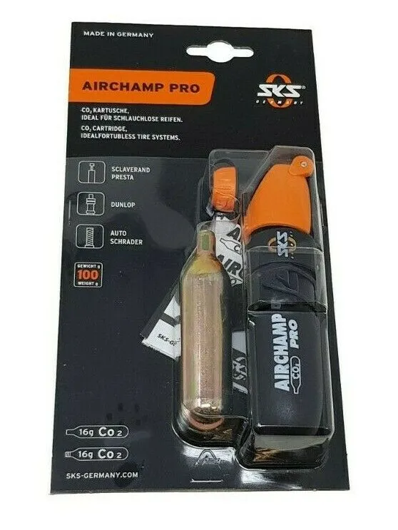 AIRCHAMP PRO MINI BIKE PUMP   CO2 CARTRIDGE FOR PRESTA SCHRADER WOODS VALVES