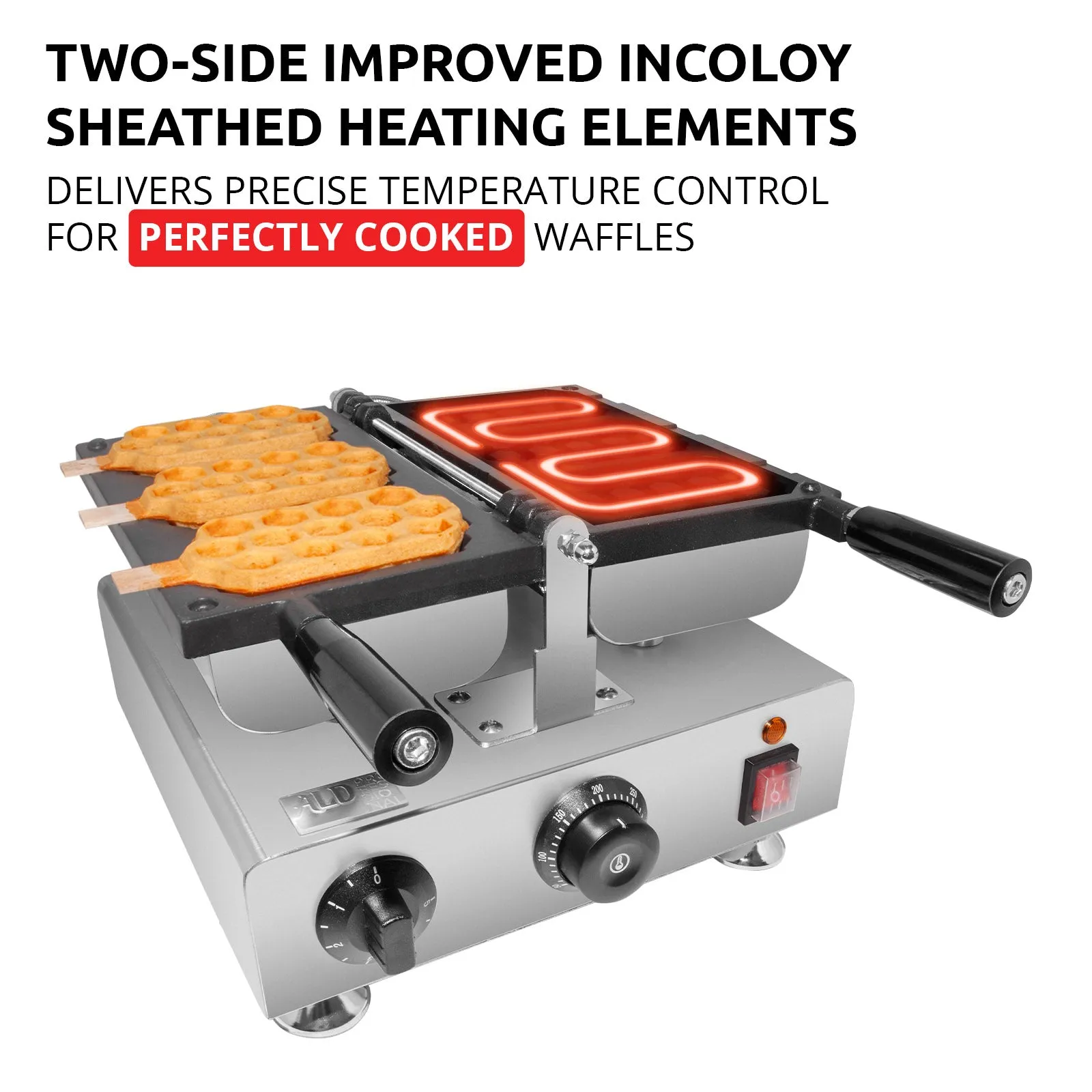 AP-444 Honeycomb Waffle Maker | 3 Waffles on a Stick | Stainless Steel