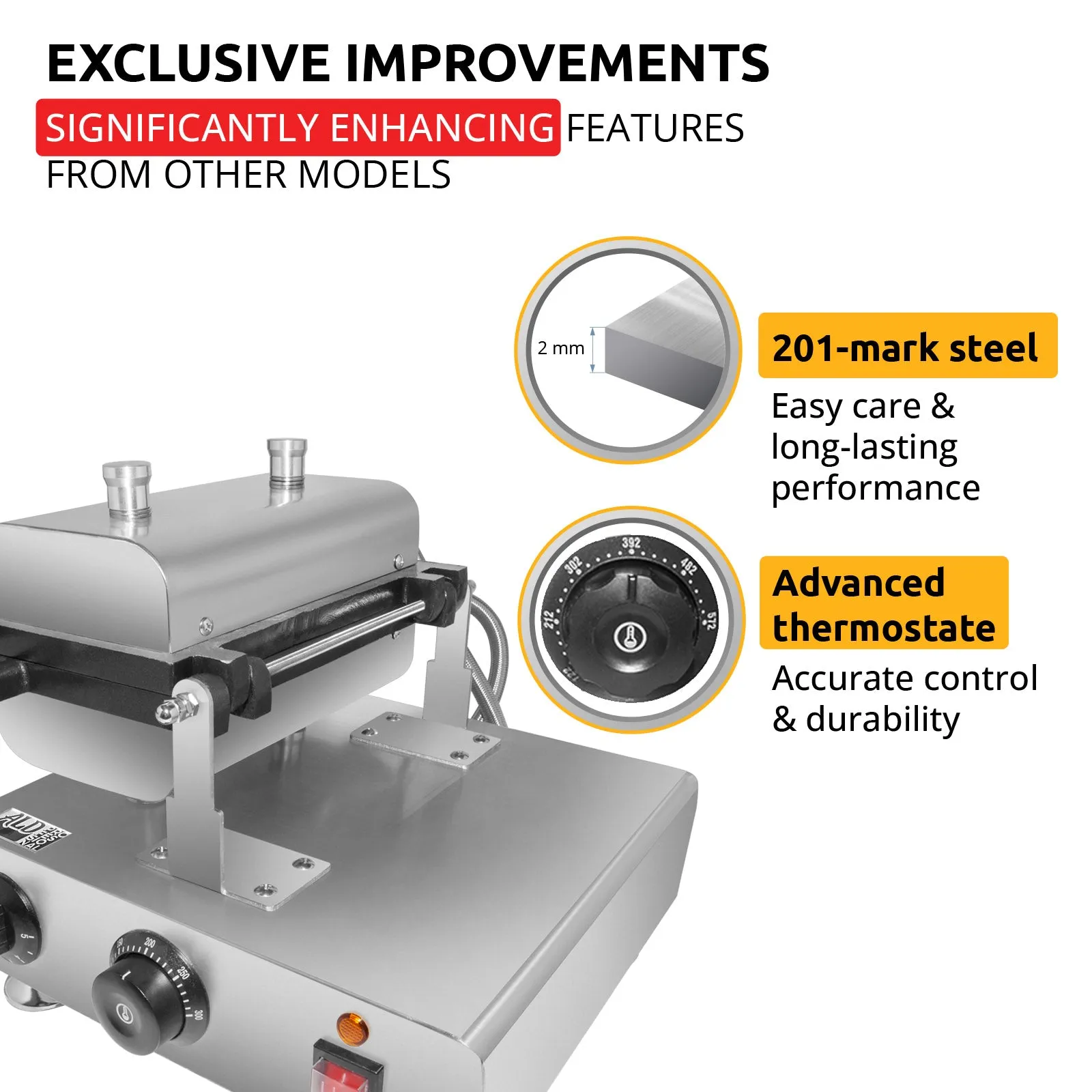 AP-444 Honeycomb Waffle Maker | 3 Waffles on a Stick | Stainless Steel