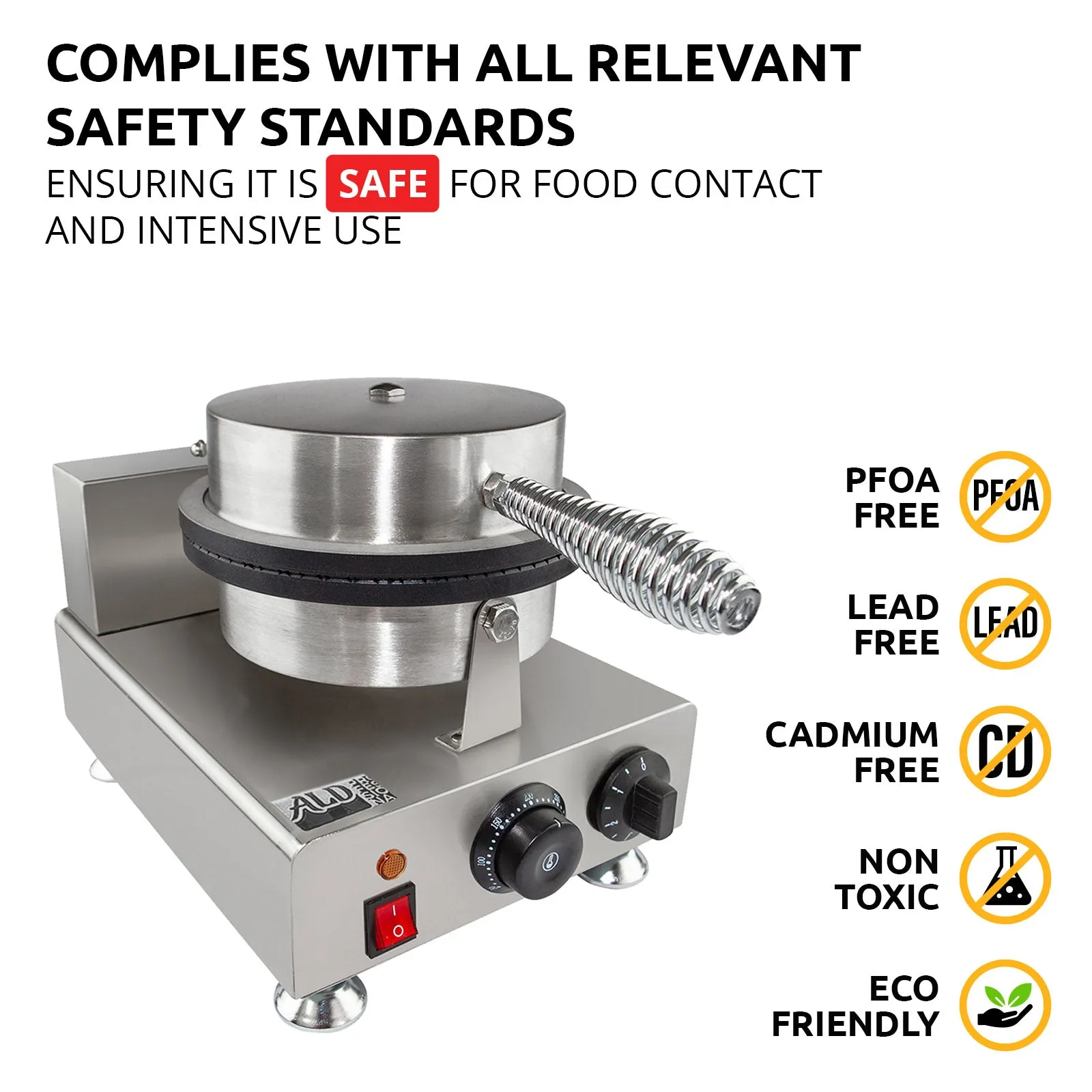 AP-600 Waffle Cone Maker | Commercial Ice Cream Cone Maker | Stainless Steel | Nonstick | Manual Control