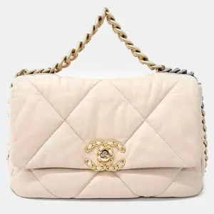 Beige Leather Small 19 Flap Bag