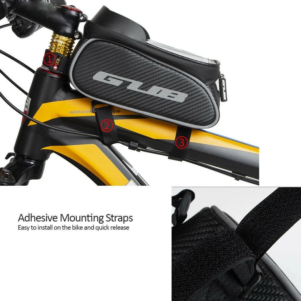 Bike Phone Front Frame Bag Waterproof Bicycle Top Tube Cycling Touchscreen Phone Mount Phone Case for 6.6 Inch Mobile Phones