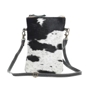 Black and White Hide Long Cross Body Purse