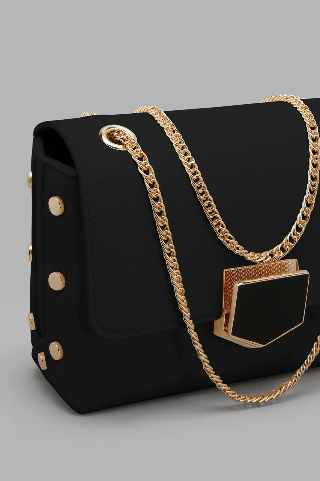 Black Clutch Bag With Lock