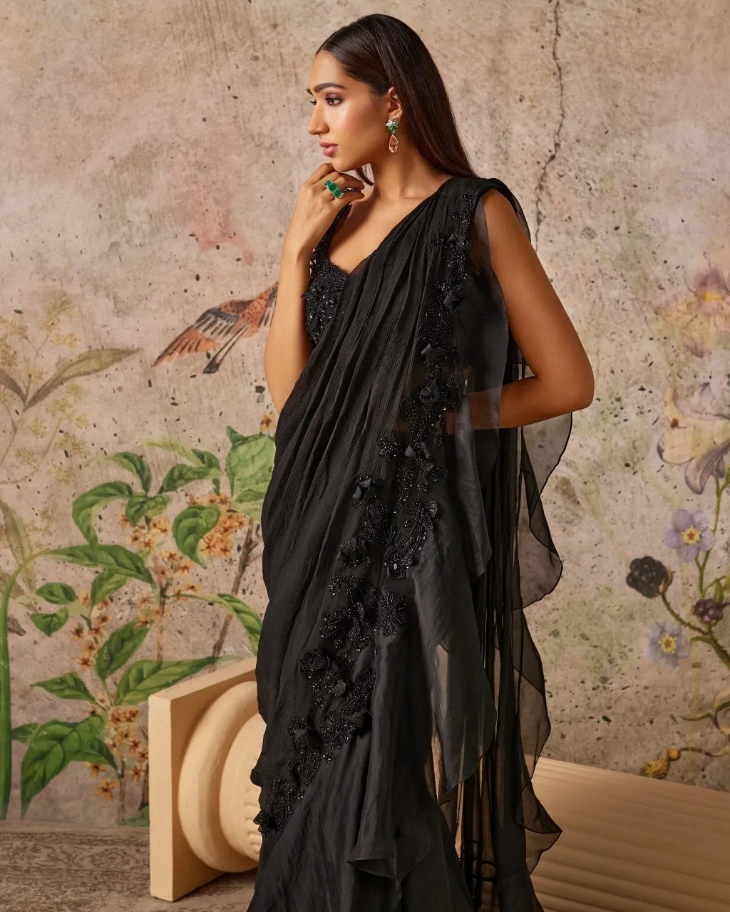 Black Dainty Sari Set