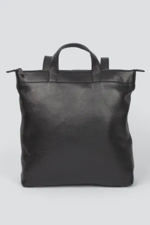 Black Leather Convertible Backpack B1