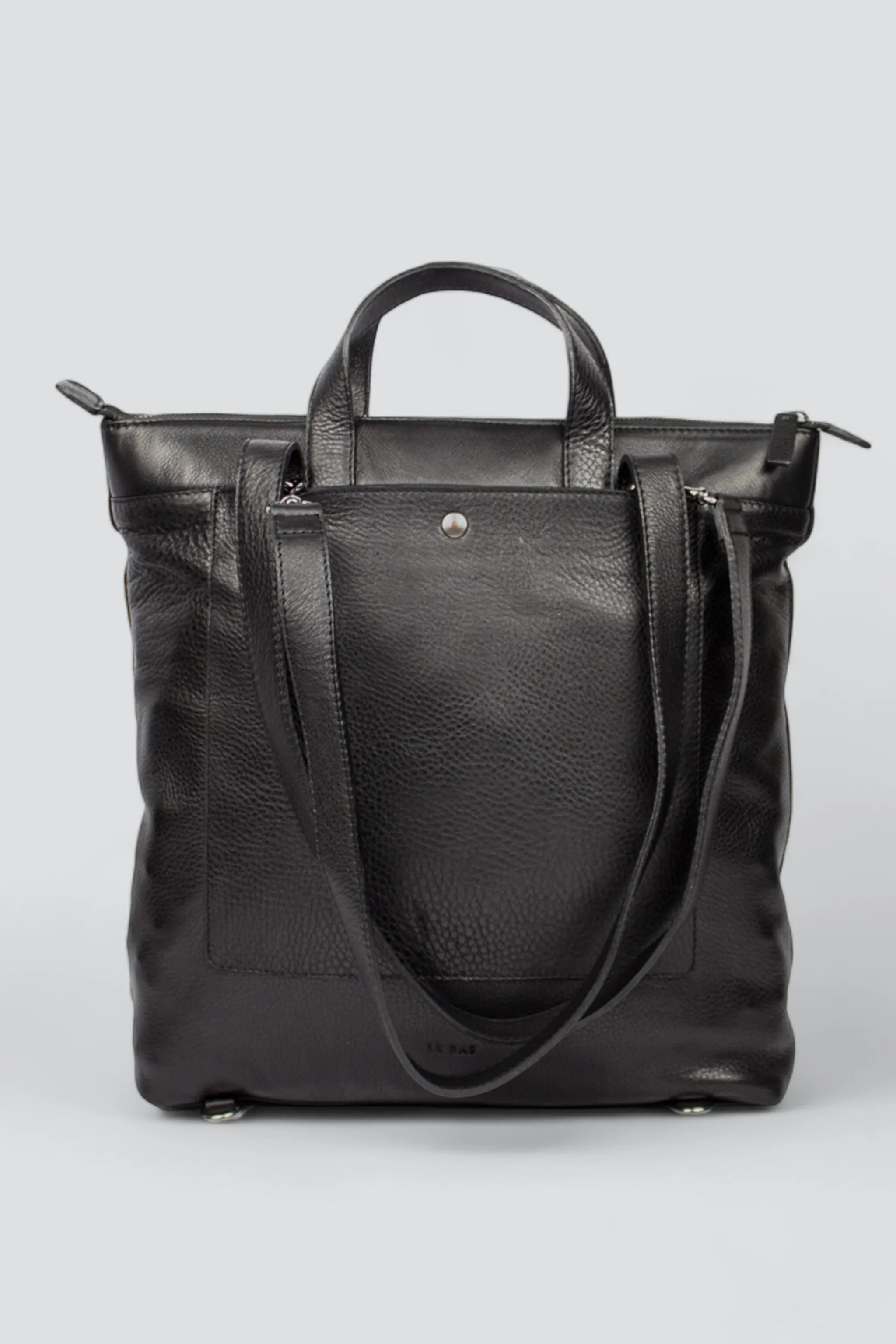 Black Leather Convertible Backpack B1