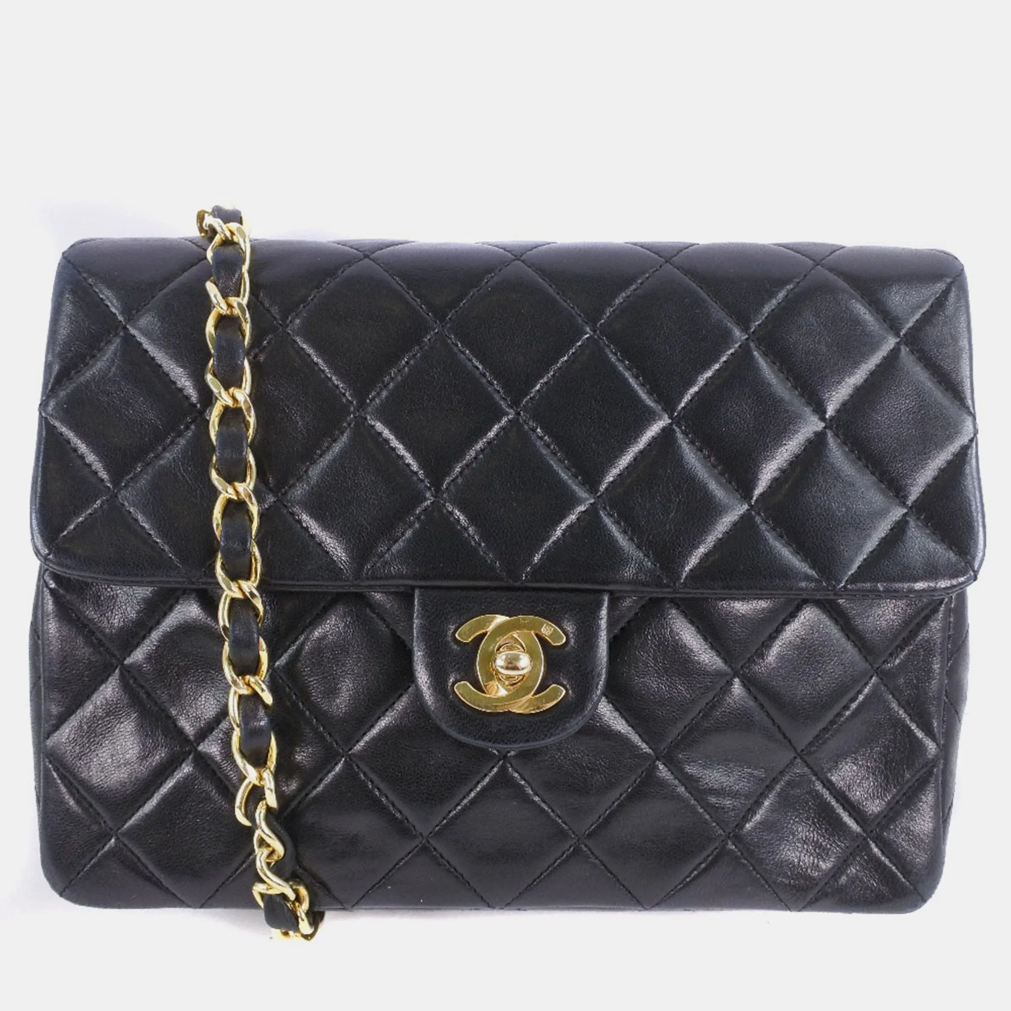 Black Leather Mini Classic Single Flap Shoulder Bag