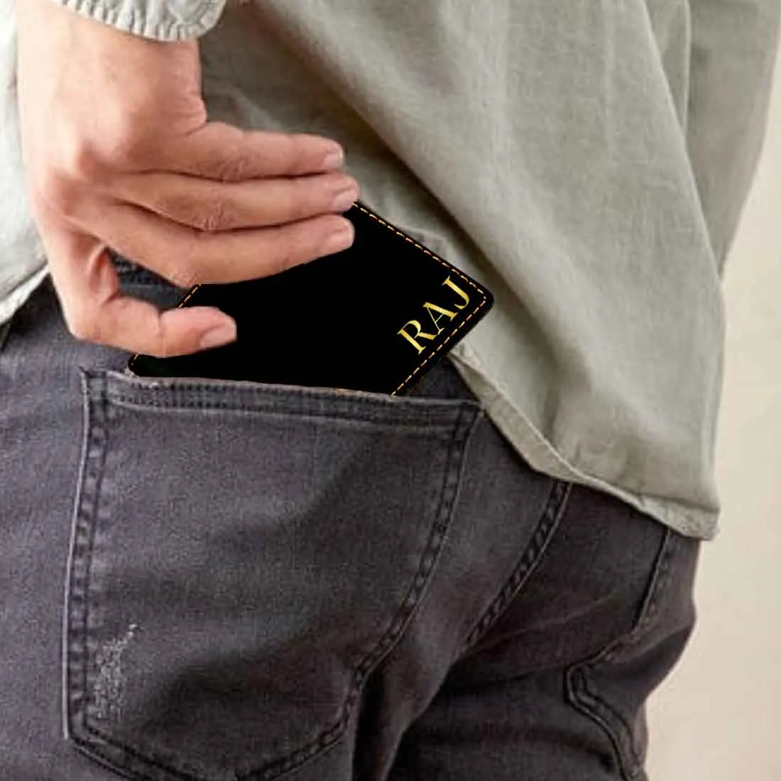 Black Personalized Wallet for Men Custom Gift with Name