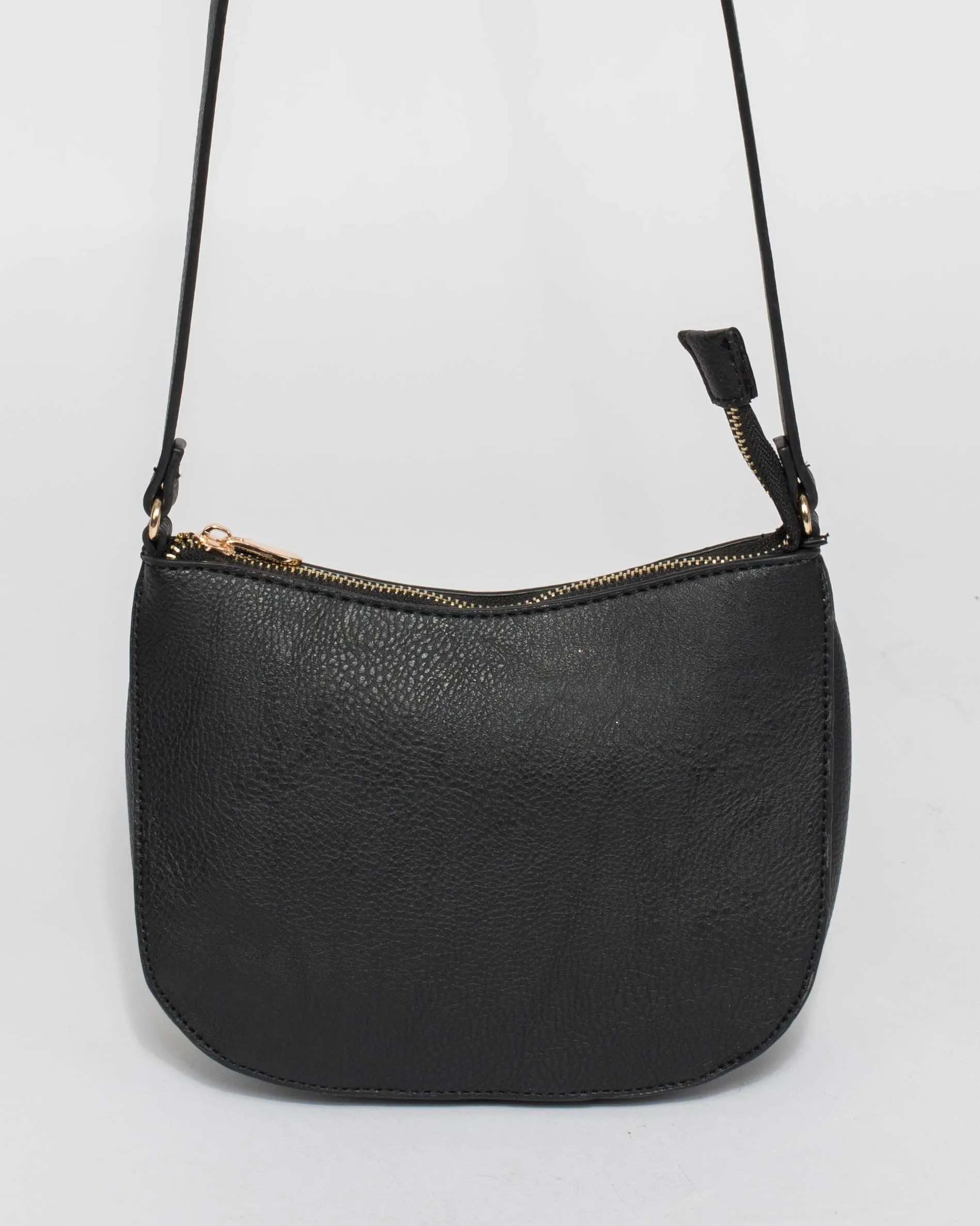 Black Selena Saddle Crossbody Bag