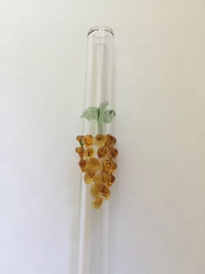 Blown Glass Straw - Transparent with Grapes