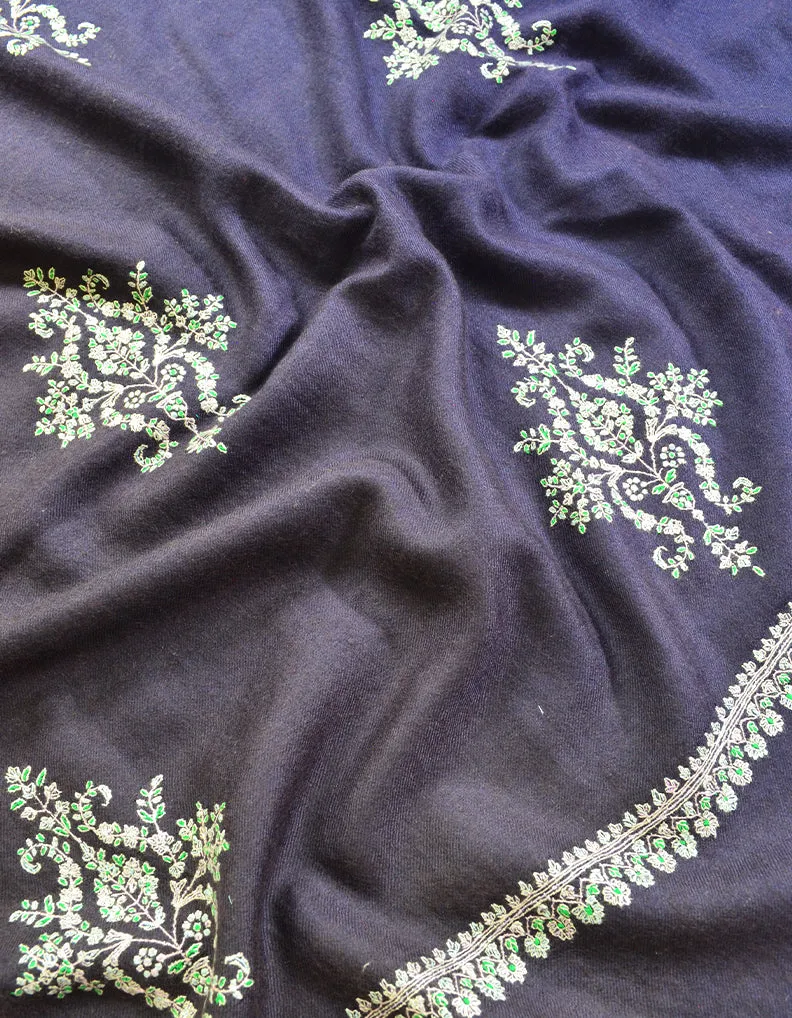 blue and grey shaded booti embroidery pashmina shawl 8429