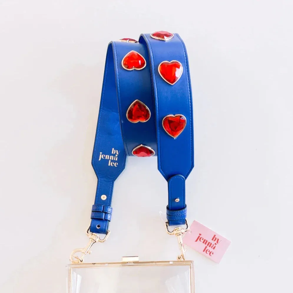 Blue Strap w/ Red Hearts