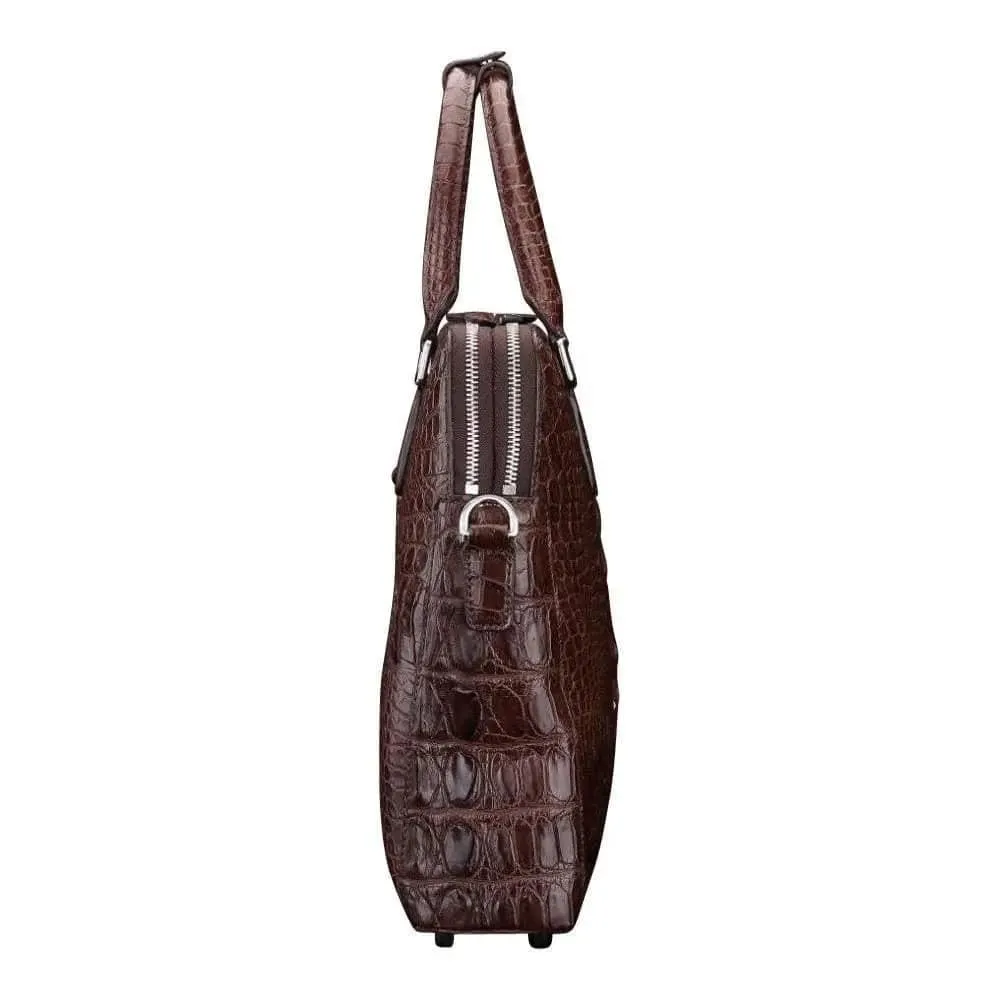 Brown Crocodile Leather Large Volumn Briefcase  Promenade Tote Bag    |  Rossieviren