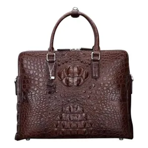 Brown Crocodile Leather Large Volumn Briefcase  Promenade Tote Bag    |  Rossieviren