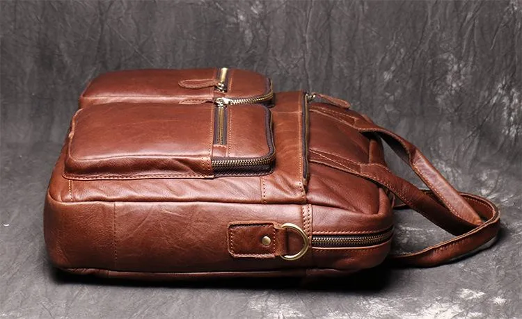 Brown Oiled Leather Men's Brown Professional Briefcase 15‘’ Laptop Handbag Business Bag For Men