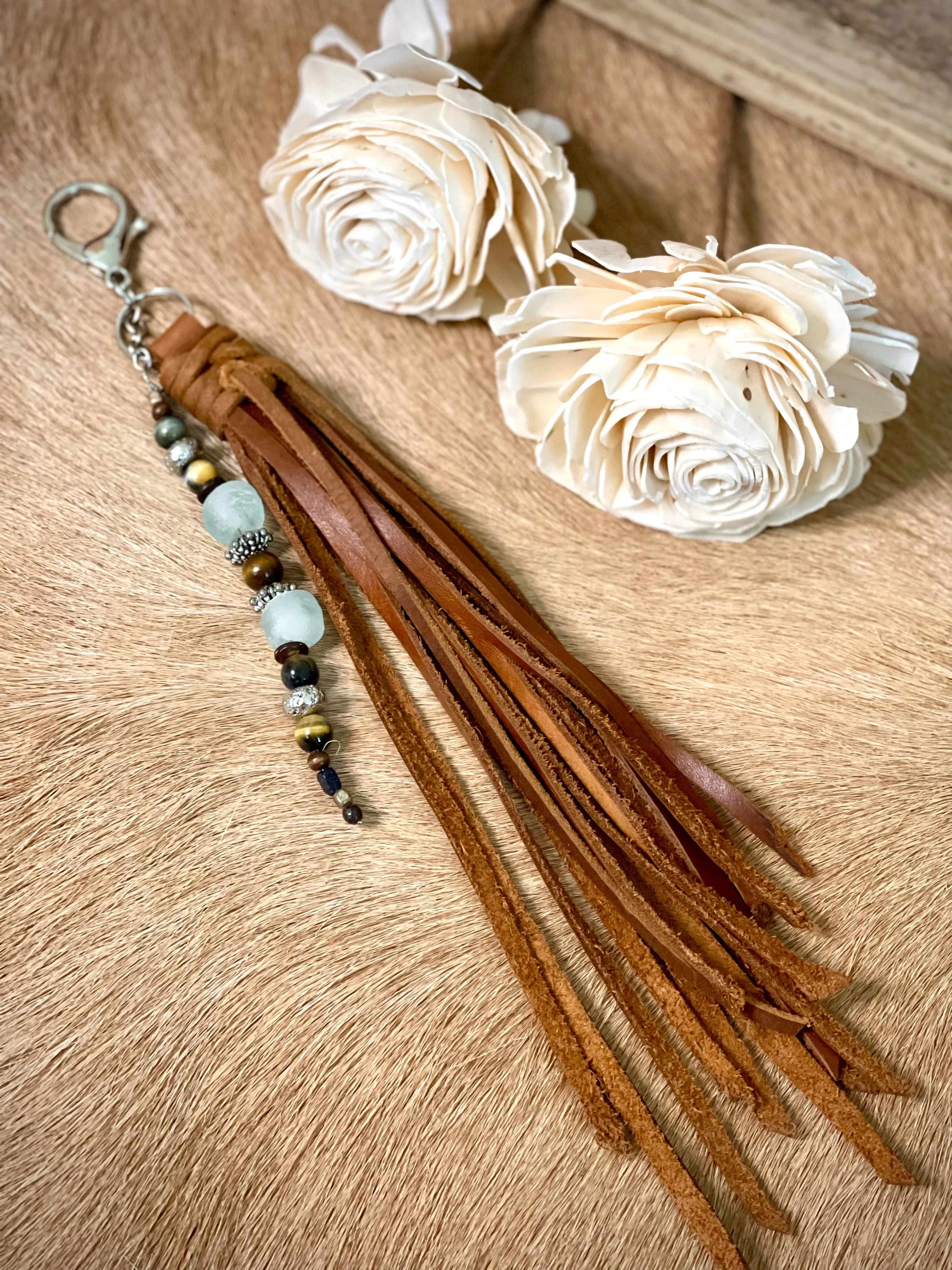 Brown w/ Green & Nuetrals - Purse Tassel