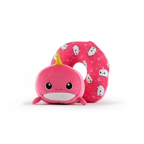 Bubblegum the Narwhal 2-In-1 Travel Pillow