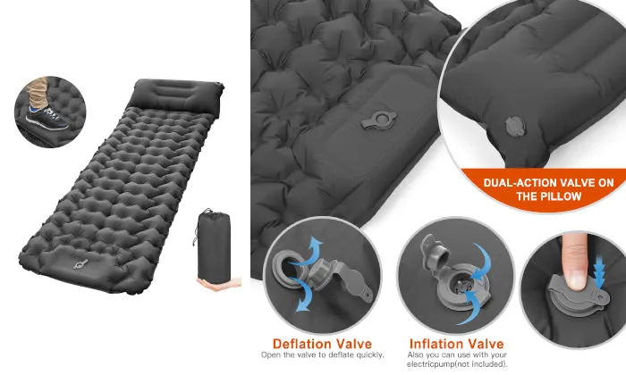 Camping Sleeping Pad With Pillow Built-in Pump