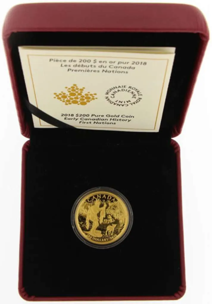 Canada Gold 2018 $200 First Nations - Early Canadian History PF .5oz, .99999