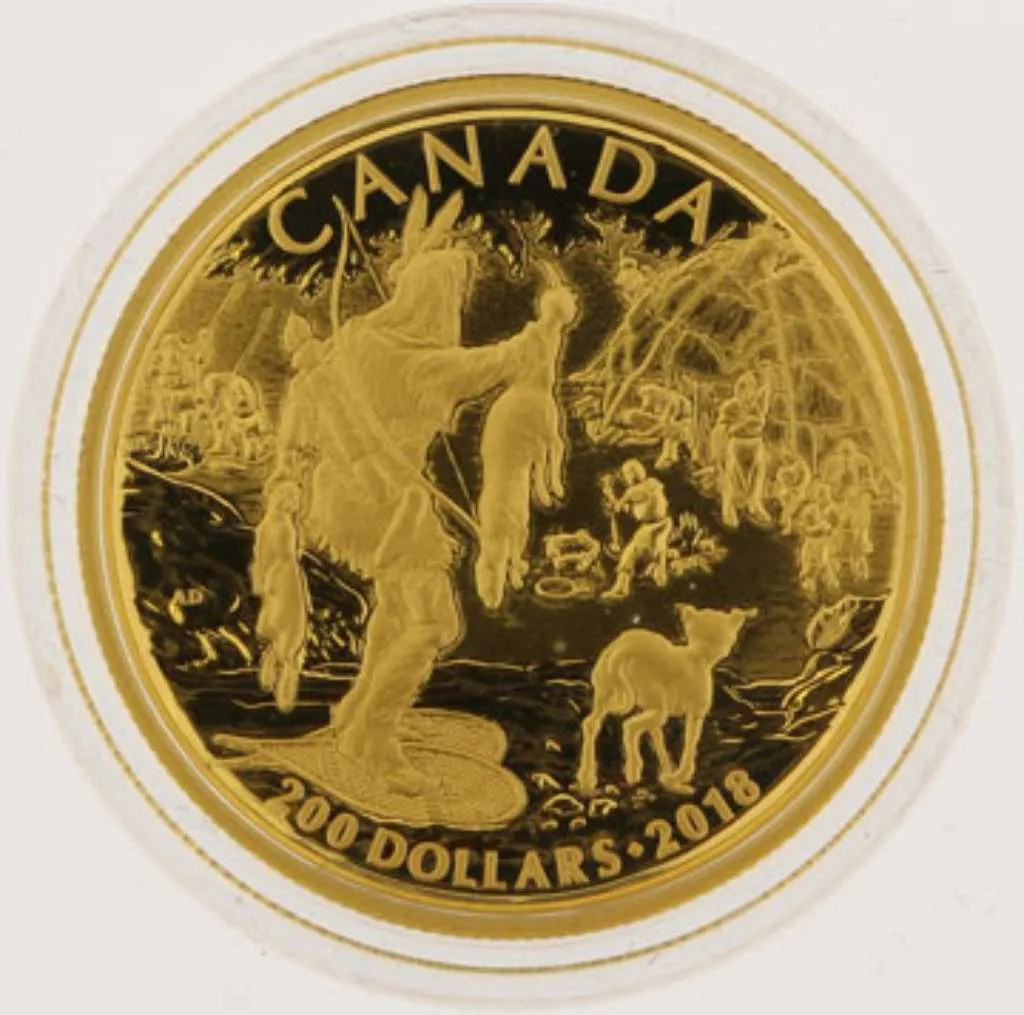 Canada Gold 2018 $200 First Nations - Early Canadian History PF .5oz, .99999