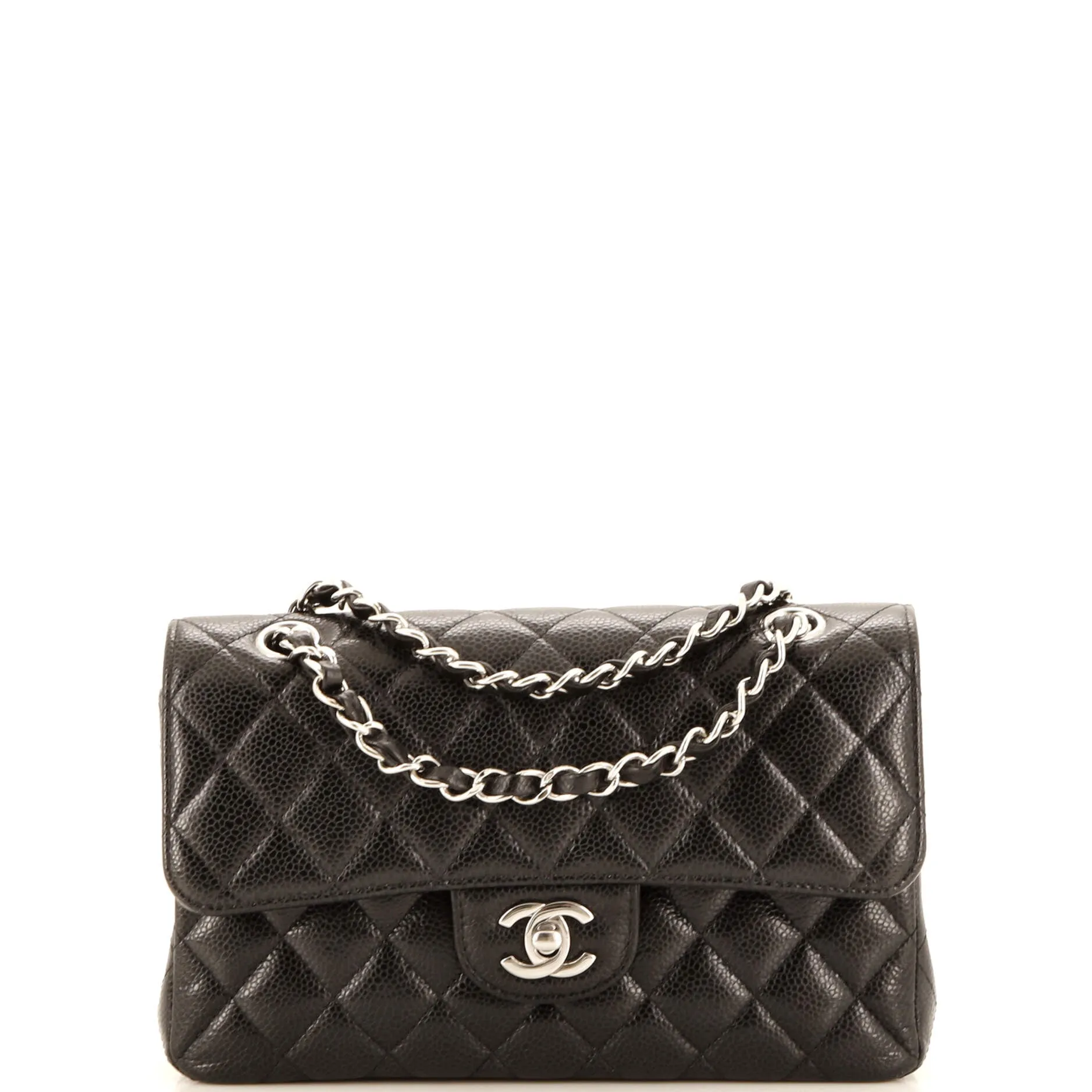 CHANEL Classic Double Flap Bag Quilted Caviar Small