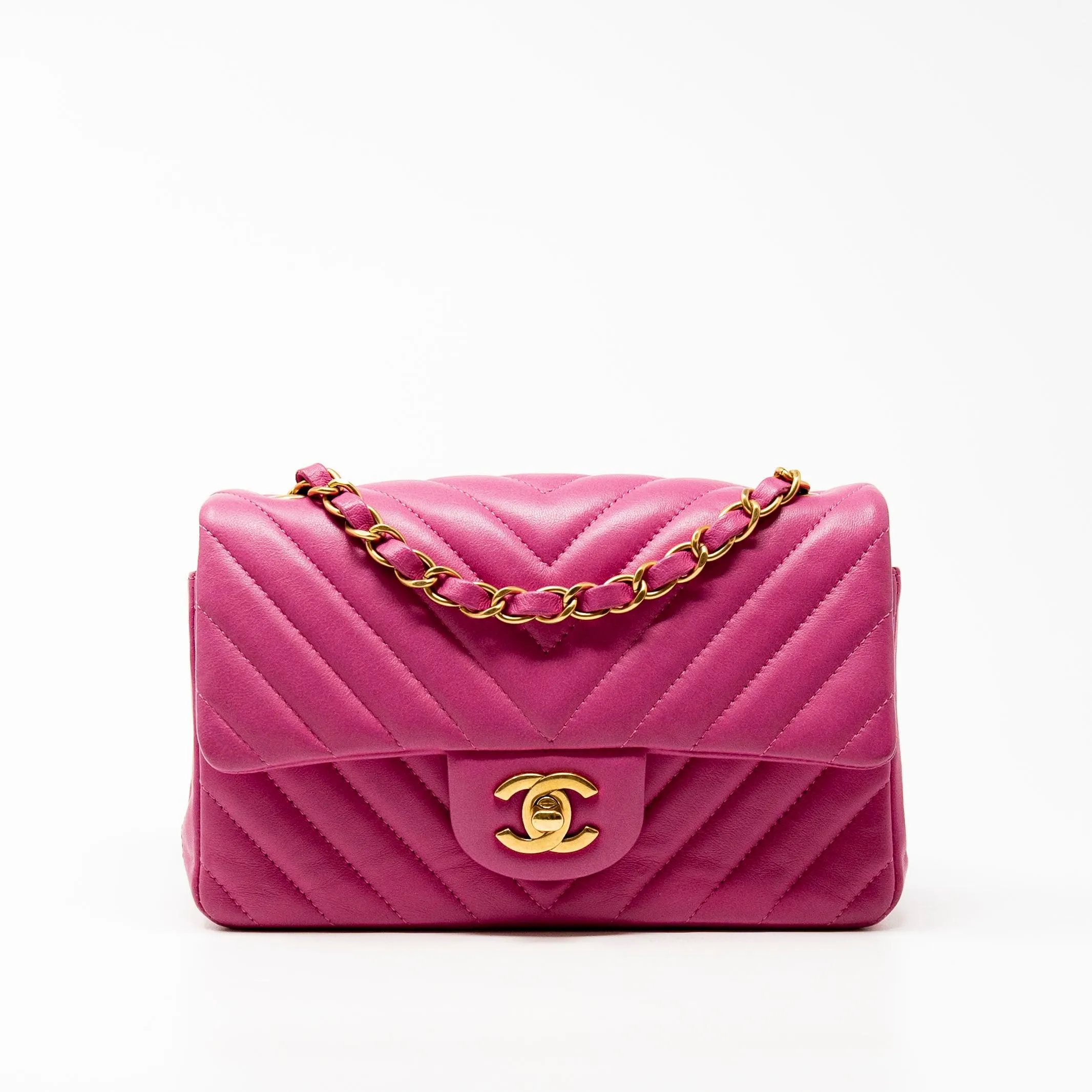 Chanel Pink Chevron Mini Flap