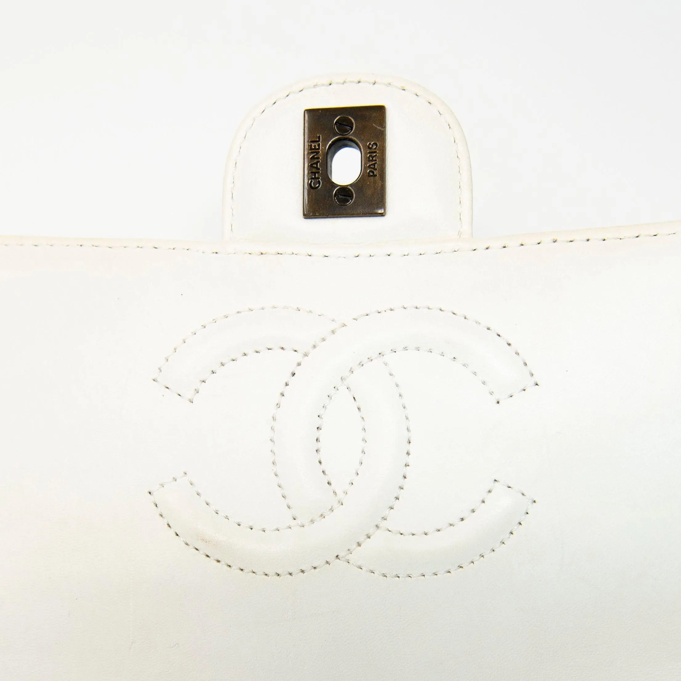 Chanel Vintage White Lambskin Flap Bag