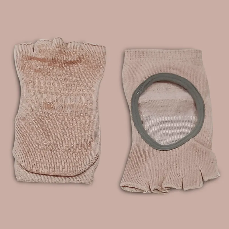 Cotton Yoga Gloves & Socks Set | Free Size | Peach